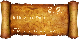 Malkovics Fanni névjegykártya