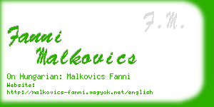 fanni malkovics business card
